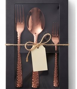 Ensemble de couverts de luxe en acier inoxydable avec manche martelé en cuivre et finition miroir, idéal pour les mariages, les maisons et les restaurants d'hôtels - Product Image 6