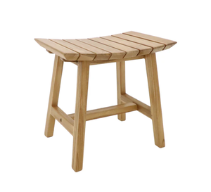 Banc de douche en teck de haute qualité, tabouret d'extérieur avec assise à lattes courbées, mobilier de jardin, artisanat indonésien - Product Image 6