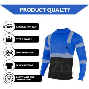 Camisa de Trabajo de Seguridad Transpirable de Alta Visibilidad ANSI Clase 1 FR de Manga Larga Verde con Luz LED Intermitente, Impermeable, de Algodón, con Logotipo Personalizado, Nueva ZUNEZI 2025 - Product Image 3