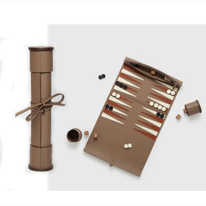 Luxury Leather Roll Up <b>Backgammon</b> <b>Set</b> Portable Travel Board Game with Zipper Pocket Handcrafted Suede Interior <b>Backgammon</b> - Product Image 5