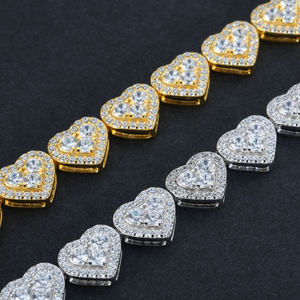 Luxury Heart Cut Crystal Bracelet 22K Gold Plated Bezel Setting Unisex Everyday Wear Chain Link Jewelry - Product Image 1