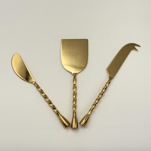 Juego de Utensilios para Queso de Último Diseño, Utensilios para Queso de Acero Inoxidable con Mango Trenzado y Acabado Dorado para Mesa, Hogar y Hotel - Product Image 2