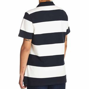 Polo de Manga Corta a Rayas para Mujer, Diseño ODM, Tejido de Punto, Estilo Casual, Color Azul Marino y Blanco, Corte Regular, Camiseta Polo de Moda - Product Image 2