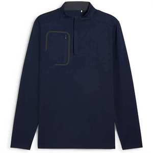 Pull en maille bleu marine pour homme, col montant, fermeture éclair quart de tour, manches longues, coupe ajustée, style décontracté chic - Product Image 5
