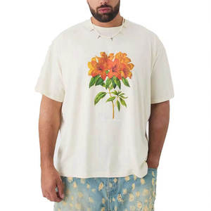 เสื้อยืดคุณภาพสูงสำหรับผู้ชาย ปี 2026 ลายพิมพ์ดอกไม้ ดีไซน์พิเศษ ทรงพอดีตัว ผลิตจากผ้าฝ้ายแท้ 100% - Product Image 1