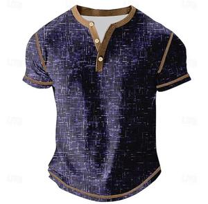 Men's Short Sleeve O-Neck <b>Geometric</b> Pattern T-<b>Shirt</b> Sublimation Transfer Print Breathable Quick Dry Regular Fit Sporty Knitted - Product Image 3