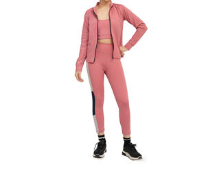 Leggings de yoga sans couture pour femmes avec logo personnalisé, couleur rose, effet color-block, respirants et extensibles, pour la gym et le style streetwear - Product Image 5