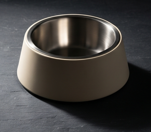 Bol de nourriture pour animaux de compagnie en acier inoxydable avec revêtement en poudre crème mate, antidérapant, pour chiens et chats - Product Image 4