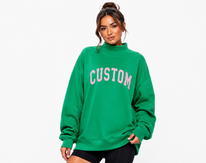 Sweat-shirt d'hiver en tricot vert surdimensionné pour femmes, fabriqué par des professionnels, tissu respirant, logo personnalisé appliqué - Product Image 1