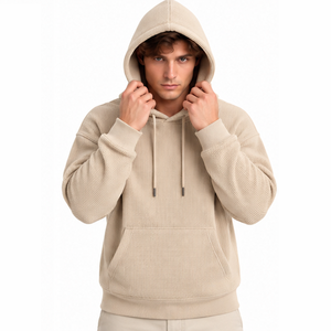 Sweat à capuche en maille gaufrée pour homme, décontracté, à manches longues, thermique, streetwear, pour sports d'hiver, personnalisable, vente en gros de vêtements - Product Image 4