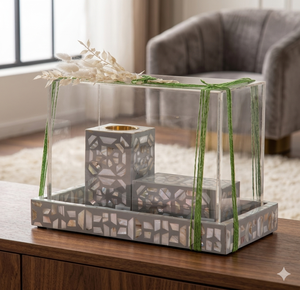 White Seashells Bakhoor Burner Arabic Incense Mother of Pearl Mubkhar <b>Gift</b> <b>Boxes</b> and Tray Set for Ramadan <b>Eid</b> Decor - Product Image 1