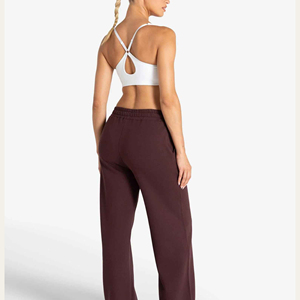 Pantalon de jogging décontracté personnalisé pour femme, coupe large, en molleton de coton, idéal pour l'extérieur, vente en gros - Product Image 3