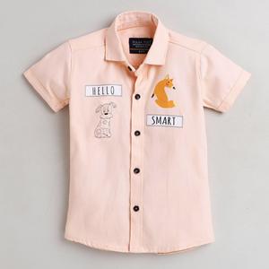 Polka Tots Camisa Media Manga con Smart Fox Peach - Product Image 1