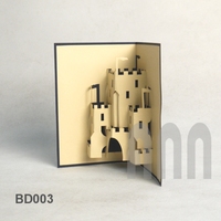 Tarjeta de Felicitación 3D Pop-up Personalizada Hecha a Mano ANN, Papel Kraft de Alta Calidad, Estilo Japandi, Tema de Edificios Antiguos Europeos, Grabado en Relieve