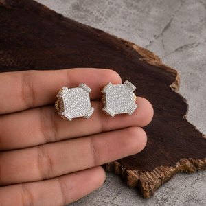 Boucles d'oreilles clous en argent sterling 925 avec moissanite et diamants, bijoux de luxe pour homme, personnalisées, style bling-bling - Product Image 3