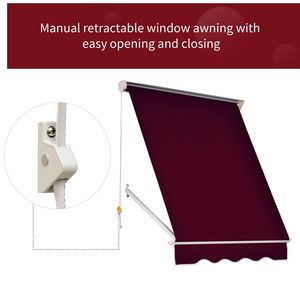 Toldo Retráctil Manual de 6 Pies con Diseño de Brazo Abatible, Extensible, de Aluminio, Color Rojo Vino, para Patios y Terrazas - Product Image 6