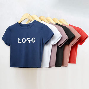 Hot Selling Women Breathable Crop <b>Top</b> T Shirt Baby Tee Round Neck Lightweight Cotton Casual Streetwear - Product Image 1