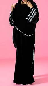 Best Embroidered Abaya Dress Handmade Turkish Floor Length Long Sleeve Soft Breathable Polyester Floral Loose Fit - Product Image 3