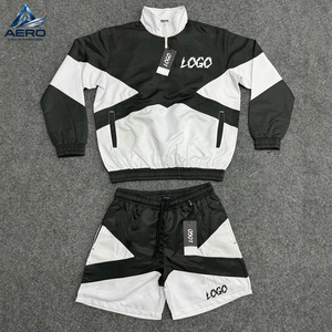 Custom Logo Good Supplier Customized Contrast Color New Trendy Adult Outer Wear Best Lightweight Fabric Windbreaker Short <b>Sets</b> - Product Image 6