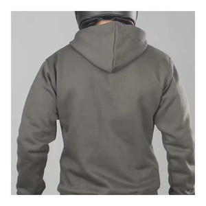Sweat-shirt à capuche zippé gris pour homme, coupe classique, couleur unie, vêtement décontracté d'automne, tissu polaire - Product Image 5