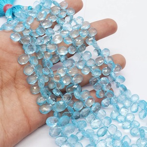 Perles de pierres précieuses en topaze bleue ciel facettées en forme de poire de 7-8 mm de Lakshya Enterprises, pierre naturelle, évaluation tierce, prix de gros - Product Image 1