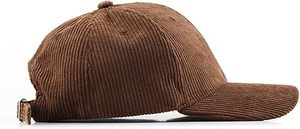 Casquette de baseball unisexe en velours côtelé marron uni à 6 panneaux avec fermeture à boucle réglable, chapeau décontracté pour adultes - Product Image 4