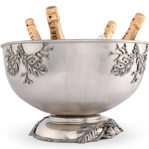 Copa de Champán Plateada de Lujo con Detalles de Hoja de Roble y Bola de Roble, Enfriador de Vino y Hielo Grande Premium para Buffet de Bodas y Bar - Product Image 1