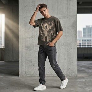 Camiseta Glory Vintage de Gran Tamaño con Estampado Gráfico, Personalizada, 100% Algodón, Lavado Ácido, Corte Cuadrado, para Unisex - Product Image 6