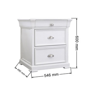 Trendy <b>Compact</b> 3-Drawer Nightstand - Radiata/MDF End <b>Table</b> for Small Spaces (White/Black) - Product Image 2