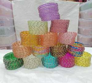Colorful Acrylic Bangles With Rhinestone Embellishments Ethnic Wedding Jewelry Women's <b>Bracelets</b> Party Wear Fashion Beaded - Product Image 1