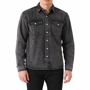 Camisa de mezclilla premium para hombre, azul, de manga larga, con botones, informal, con corte regular y cómodo para uso diario al aire libre - Product Image 3