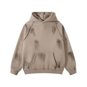 Sweat-shirt à capuche pour homme en mélange de coton molletonné, délavé à l'acide et à la pierre, coupe-vent, écologique, streetwear d'hiver, grandes tailles - Product Image 1
