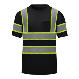 Camiseta de Manga Corta para Hombre, Color Amarillo Neón, Corte Regular, Cuello Redondo, Informal, Color Sólido, Jersey de Algodón, Camiseta de Seguridad de Alta Visibilidad - Product Image 6
