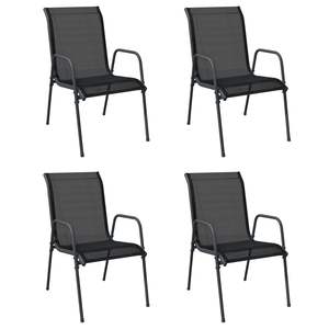 Set di 4 Sedie da Giardino in Acciaio Nero e Antracite, Misura Standard - Product Image 2