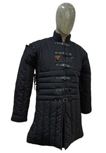 Gambesón Medieval de Manga Larga, Acolchado Grueso de Algodón, Hecho a Mano, Disfraz Unisex para Adultos, Frente Abierto, Color Negro, Armadura de Caballero - Product Image 2