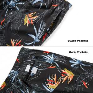 Pantalones cortos de secado rápido para hombre, estampado de palmeras, cintura elástica con cordón, camisa blanca colorida informal para vacaciones de verano en la playa, camisa blanca de verano para hombre - Product Image 2