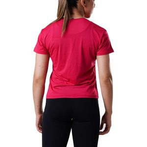 T-shirt à manches courtes col rond rose pour femme, 100% polyester, tricoté, respirant, couleur unie, coupe décontractée, toutes saisons - Product Image 2