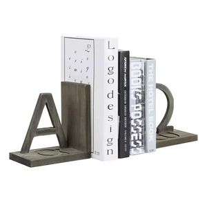 Paire d'entretoises à livres en forme de ski Woode, finition rustique, style moderne et minimaliste, décoratives, artisanales, écologiques, pour la maison - Product Image 1