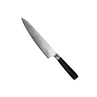Couteau de Chef Artisanal UM STEEL en Acier Damas, Lame Polie Miroir, Manche en Bois, Étui en Cuir, Tranchant Affûté pour la Cuisine