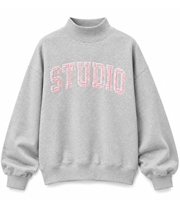 Sudadera Oversize con Cuello Alto y Estampado Floral para Mujer, con Logotipo Personalizado y Apliques, Estilo Casual Urbano - Product Image 2