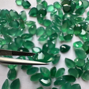 TFH GREEN ONYX จำนวน 125 ชิ้น และ 200 กะรัต รูปทรงลูกแพร์ 7x10 มม. ขัดเงาด้วยมือ สำหรับทำเครื่องประดับ หินกึ่งมีค่าสีเขียว หินเจียระไน - Product Image 4