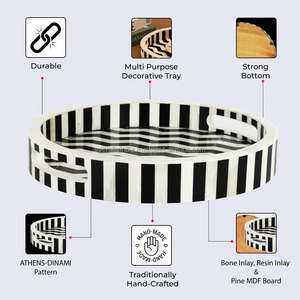 Best Quality Luxury Handmade Resin <b>Tray</b> with Handles Multi-Purpose Serving <b>Tray</b> for Snacks <b>Drinks</b> Display From India - Product Image 3