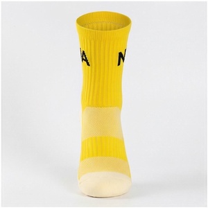 Yellow Crew <b>Socks</b> With Black Letter Print <b>Breathable</b> Knitted Sport <b>Socks</b> For Adults Summer Basketball - Product Image 1