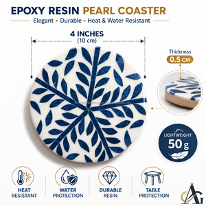 AG Elements Juego de Posavasos de Resina Epoxi de 4 Pulgadas, Estilo Campestre con Perlas, Hechos a Mano con Patrón de Hojas, Resistentes al Calor, Decorativos para Protección de Mesa - Product Image 4