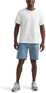 Pantalones Cortos Bermuda de Mezclilla Lavada Azul Claro para Hombre, Cintura Media, Cierre de Botones, Estilo Casual, 100% Algodón, Tela de Lona Transpirable - Product Image 3