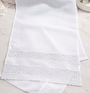 Toalla de encaje, tela 100% lino, hilo de algodón con encaje, tamaño 40x60 cm - Product Image 1