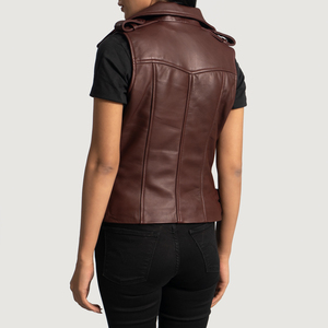 Chaleco de Cuero de Alta Calidad para Mujer, Piel de Oveja Genuina, Cuello con Muescas, Chalecos de Cuero Personalizados Premium para Mujer con OEM - Product Image 4