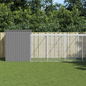 Grande niche pour chien durable en acier galvanisé gris clair, maisons et meubles pour animaux de compagnie - Product Image 1