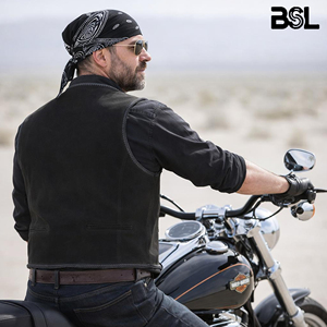Gilet de motard en cuir suédé noir pour homme |   Gilet de moto en cuir véritable fait main pour motards |   Harley Davidson - Product Image 4