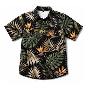 Chemise hawaïenne à manches courtes pour homme, imprimé floral noir, respirante, style Aloha, pour les vacances, tenue de plage estivale - Product Image 1